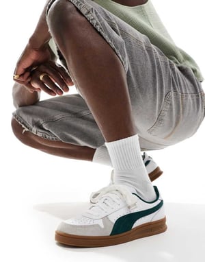 Puma Indoor trainers in white & green