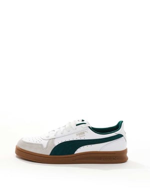 Puma Indoor trainers in white & green