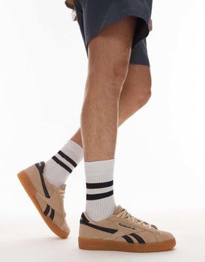 Reebok Club C Grounds trainers in tan and black