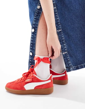 Puma Palermo trainers in red & white