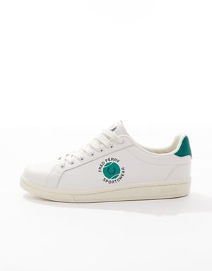 Fred Perry B721 leather trainer in white/green