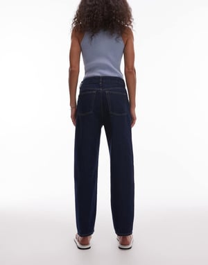 & Other Stories smala barrel leg jeans i mörk tvättad blå