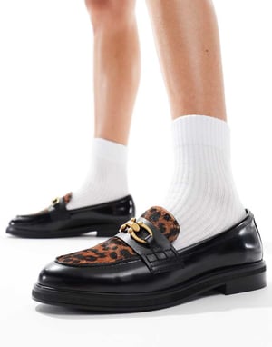 ALDO Bissom Loafar in Black with Leopard