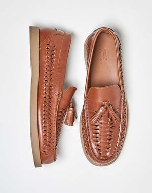 ASOS DESIGN loafers i tan läder med vävning