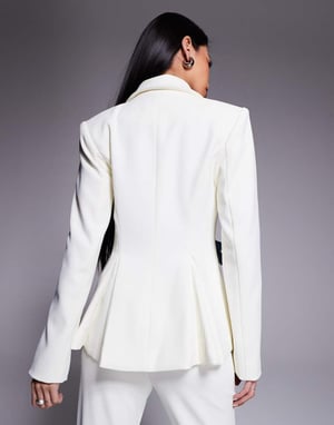ASOS LUXE co-ord tailored blazer with denim bows in cream
