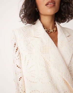 ASOS DESIGN embroidered blazer co-ord in cream