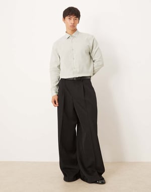 ASOS DESIGN formal linen blend regular shirt in mint green
