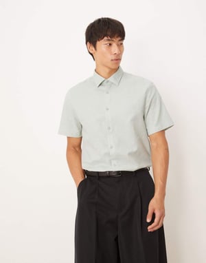 ASOS DESIGN formell linneblandning vanlig skjorta i mintgrön