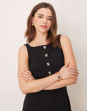 ASOS DESIGN button through jumpsuit in black