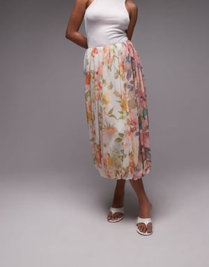 ASOS DESIGN spliced drape maxi skirt in mixed floral