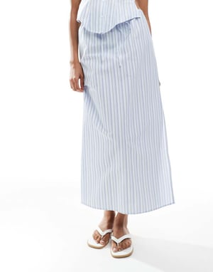 ASOS DESIGN maxi kjol med knytning i midjan i randig design