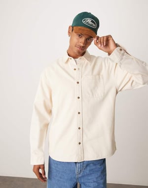 Abercrombie & Fitch långärmad denimskjorta i krämfärgad