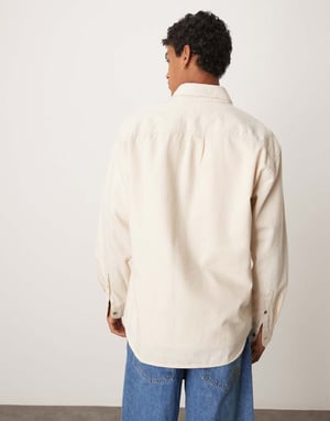 Abercrombie & Fitch långärmad denimskjorta i krämfärgad