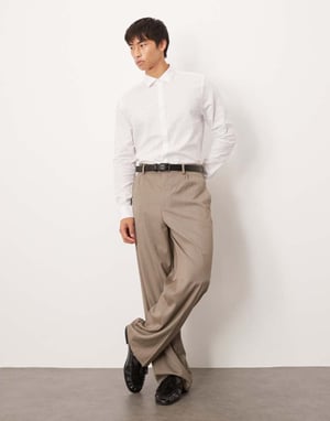 ASOS DESIGN formal linen blend regular shirt in white