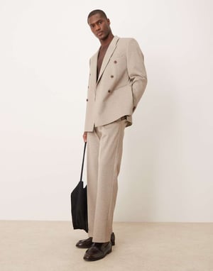 ASOS DESIGN raka kostymbyxor i beige twill