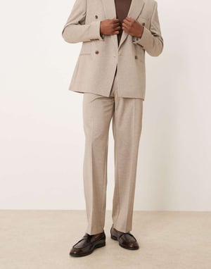 ASOS DESIGN raka kostymbyxor i beige twill