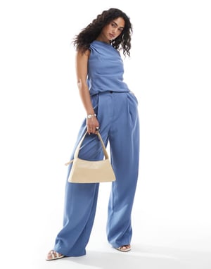 ASOS DESIGN lyocell vida byxa i blått koord