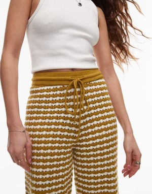 Topshop knitted stripe trouser in mustard