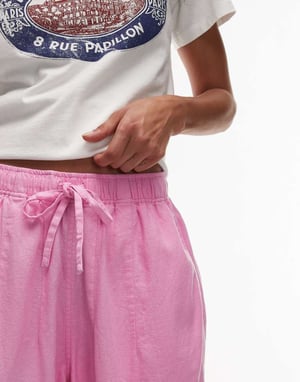 Topshop linneballongbyxa i rosa