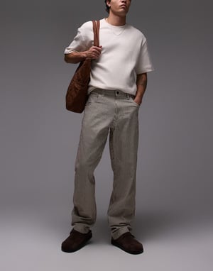 Dickies garyville regular fit hickory stripe trousers in cappuccino brown