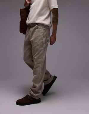 Dickies garyville regular fit hickory stripe trousers in cappuccino brown