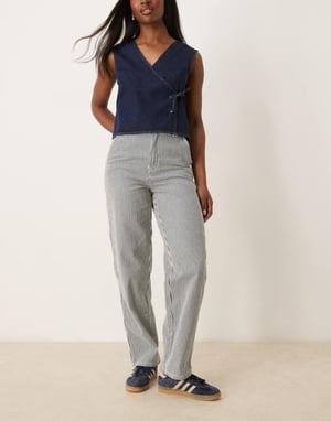 Dickies hickory stripe denim carpenter trousers in navy