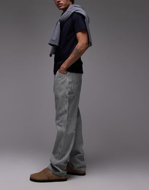 Dickies garyville regular fit hickory stipe trousers in blue