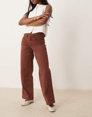 Dickies River Ranch western byxor med dubbel knä i canvas i cappuccino brunt