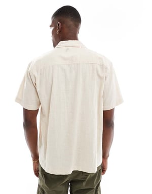 ONLY & SONS short sleeve resort collar shirt in beige