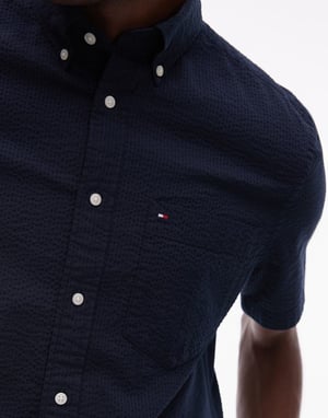 Tommy Hilfiger seersucker short sleeve shirt in navy