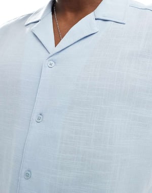ONLY & SONS boxy fit revere collar shirt in light blue