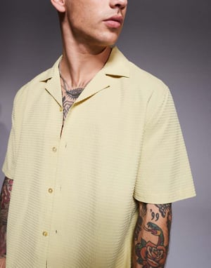 ASOS DESIGN koord boxy seersucker skjorta i grönt