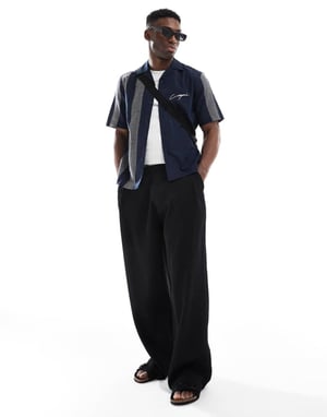 ONLY & SONS embroidered shirt in navy