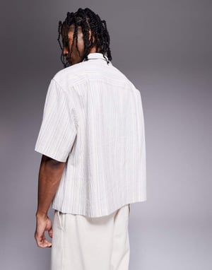 ASOS DESIGN boxy volym oversized seersucker-skjorta i blårandig