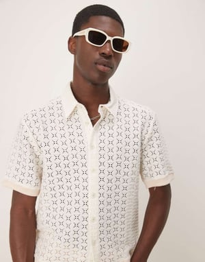 ASOS DESIGN boxig virkad skjorta i vit