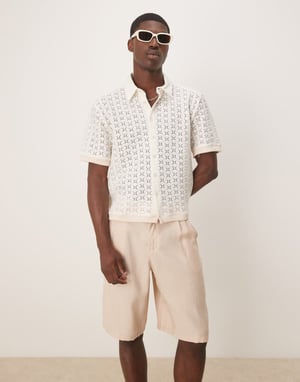 ASOS DESIGN boxig virkad skjorta i vit