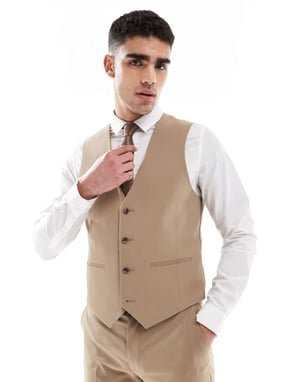 ASOS DESIGN slim suit waistcoat in dark stone