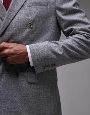 Topman skinny textured suit jacket in grey