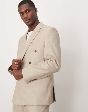 ASOS DESIGN slim suit jacket in stone marl look