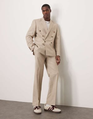ASOS DESIGN slim suit jacket in stone marl look