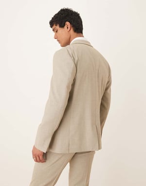 ASOS DESIGN slim suit jacket in light grey melange texture