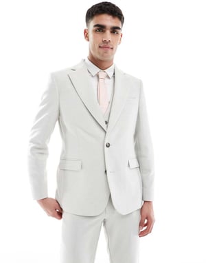 ASOS DESIGN slim suit jacket wool blend in light grey