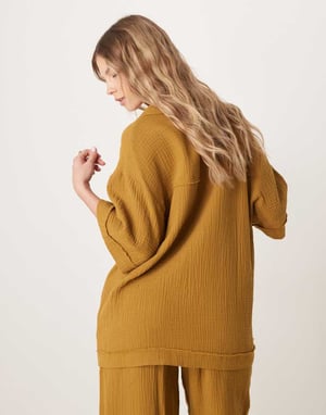 ASOS DESIGN skjorta i ostduk co-ord i oliv