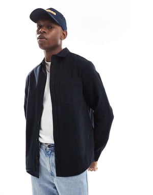 ASOS DESIGN borstad oxford skjorta i svart