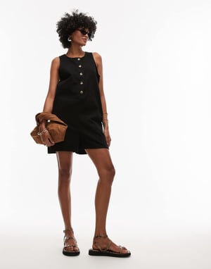 Topshop twill romper in black