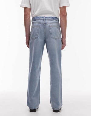 Topman stelt baggy-jeans i ljustvättad blå