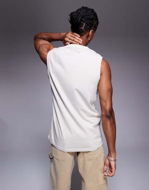 ASOS DESIGN crew neck tank in stone
