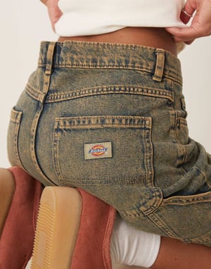 Dickies Herndon löst sittande denimshorts i indigo med gul övertoning