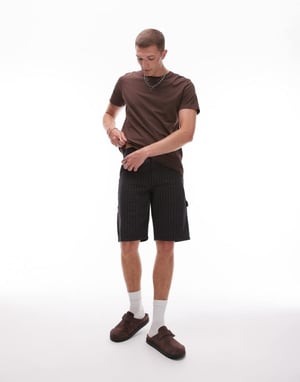 Dickies randiga snickarshorts i svart och off-white