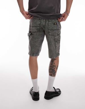 Dickies Garyville regular fit snickarjeansshorts i tvättad ljusgrå